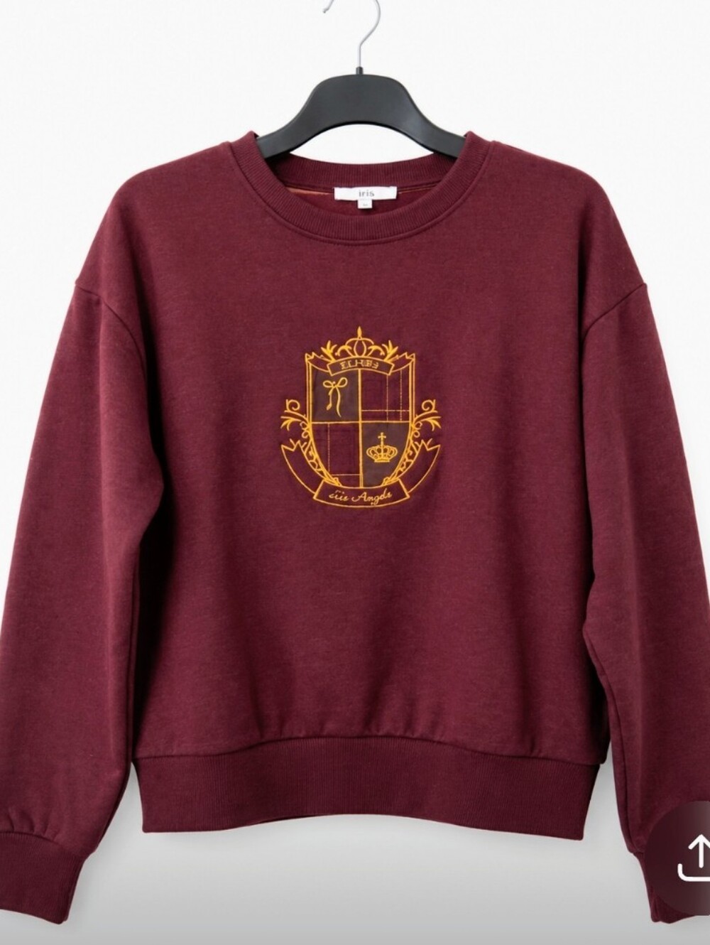 iris Maroon Ribbed Crewneck Sweatshirt